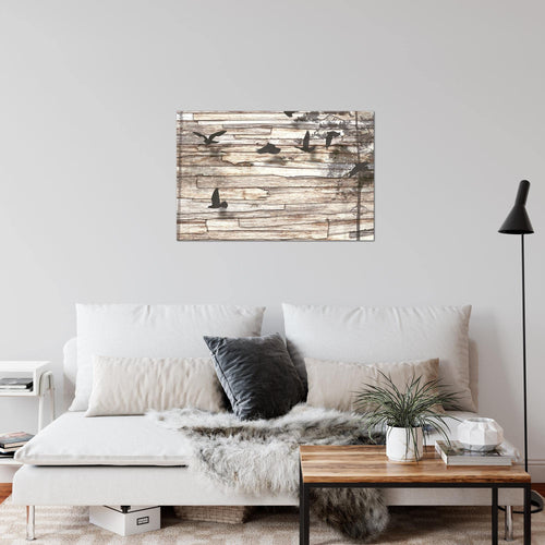 Runa Art Bild Vintage Vogel Modern Wandbilder Wohnzimmer Schlafzimmer 1 Teilig - Made In Germany - Abstrakt Beige Grau Flur 108515a