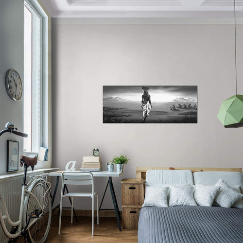 Runa Art Wandbild Afrika 100 x 40 cm Modern Bild auf Vlies Leinwand Rot Wohnzimmer Schlafzimmer Büro Landschaft 001612b