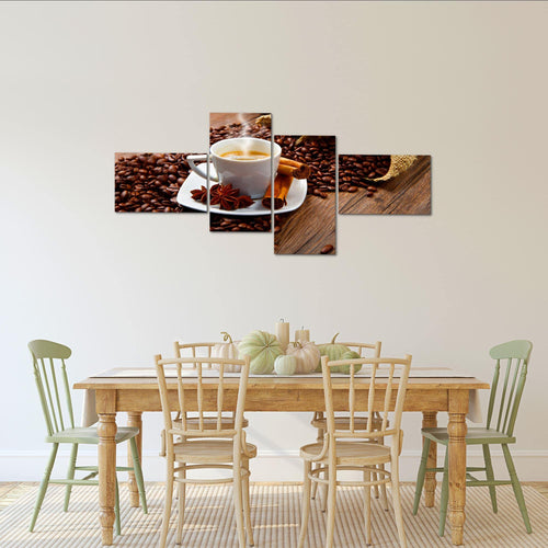 Runa Art Wandbilder Set XXL Küche KaffeeEsszimmer Küchenbilder Braun 4 Teilig - Made in Germany - 501845c