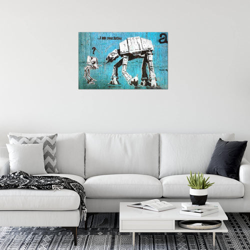 Runa Art Bild I am your Father Modern Wandbilder Loft Wohnzimmer 1 Teilig - Made In Germany - Street Art Graffiti Blau Flur 302015b