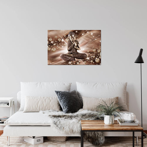 Runa Art Bild Buddha Feng Shui Modern Wandbilder Wohnzimmer Schlafzimmer 1 Teilig - Made In Germany - Diamant Beige Braun Flur 505415a