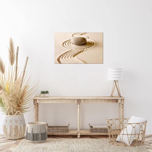 Runa Art Bild Feng Shui Steine Modern Wandbilder Wohnzimmer Schlafzimmer 1 Teilig - Made In Germany - Zen Spa Beige Flur 501415a