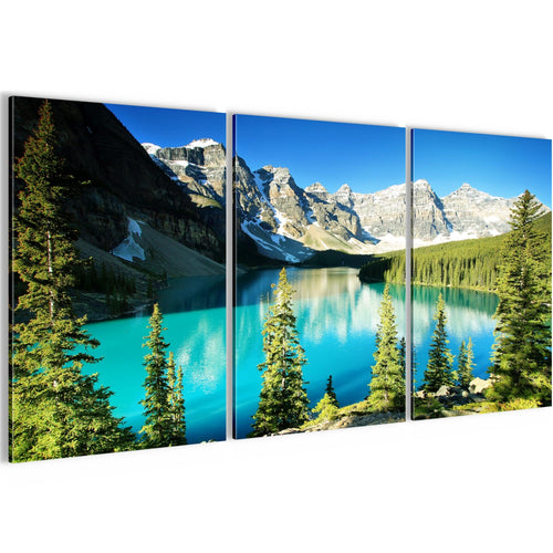 Runa Art Wandbilder Wald See Bild XXL Wohnzimmer Schlafzimmer Grün Blau Natur 120 x 80 cm 3 Teilig 049731a