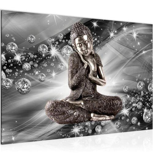 Runa Art Bild Buddha Feng Shui Modern Wandbilder Wohnzimmer Schlafzimmer 1 Teilig - Made In Germany - Zen Schwarz Weiss Flur 505415c
