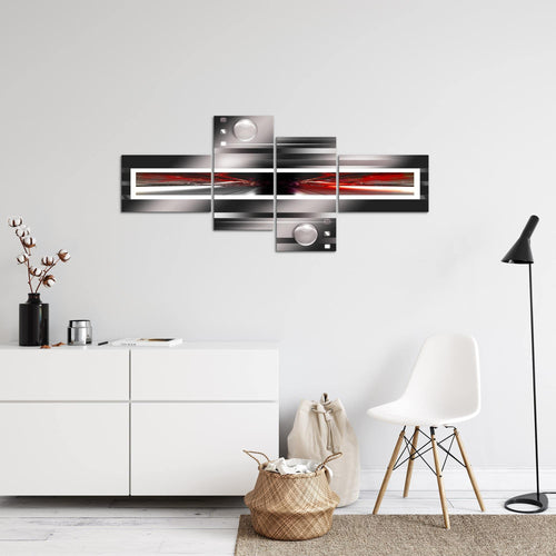 Runa Art Wandbilder Set XXL Abstrakt Wohnzimmer Schlafzimmer Schwarz Weiss Rot 4 Teilig - Made in Germany - 101945a
