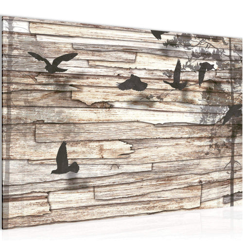 Runa Art Bild Vintage Vogel Modern Wandbilder Wohnzimmer Schlafzimmer 1 Teilig - Made In Germany - Abstrakt Beige Grau Flur 108515a