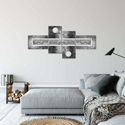Runa Art Wandbilder Set XXL Abstrakt Wohnzimmer Schlafzimmer Schwarz Weiss Grau 4 Teilig - Made in Germany - 102345b