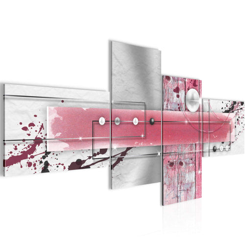 Runa Art Wandbilder Set XXL Abstrakt Wohnzimmer Grau Rosa Weiss 4 Teilig - Made in Germany - 107845b