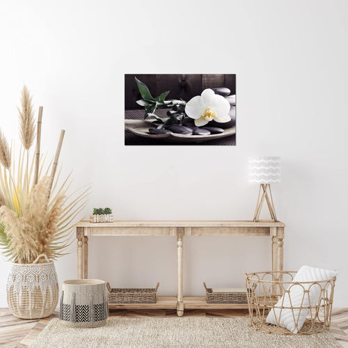 Runa Art Bild Feng Shui Orchidee Modern Wandbilder Wohnzimmer Schlafzimmer 1 Teilig - Made In Germany - Bambus Schwarz Weiss Flur 502315c