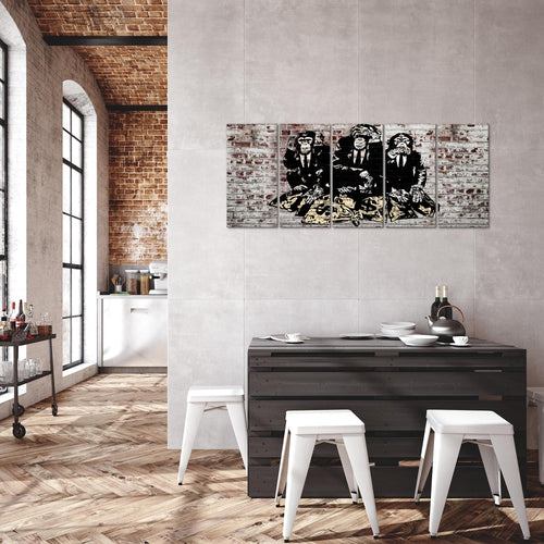 Runa Art Bild Street Art Affen Wandbilder auf Vlies Leinwand 5 Teilig Wanddekoration Loft Wohnzimmer 303456c