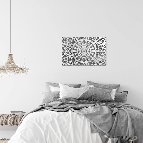 Runa Art Bild Mandala Abstrakt Modern Wandbilder Wohnzimmer Schlafzimmer 1 Teilig - Made In Germany - Grau Schwarz Weiss Flur 109615c