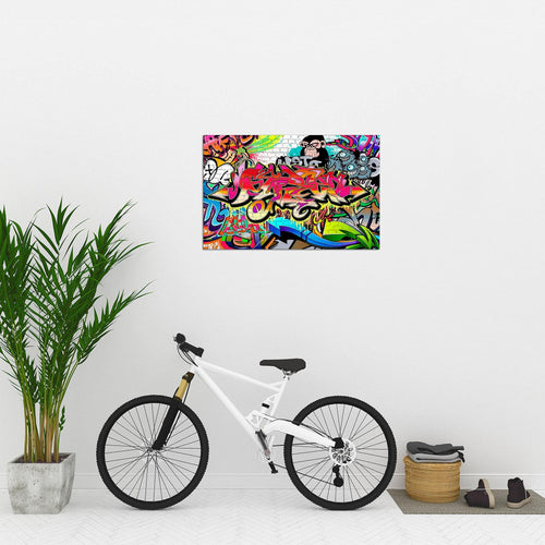 Runa Art Bild Graffiti Modern Wandbilder Loft Wohnzimmer 1 Teilig - Made In Germany - Street Art Bunt Flur 401715a