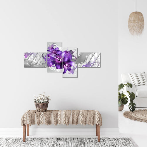 Runa Art Wandbilder Set XXL Blumen LilienWohnzimmer Schlafzimmer Violett Lila 4 Teilig - Made in Germany - 017345c