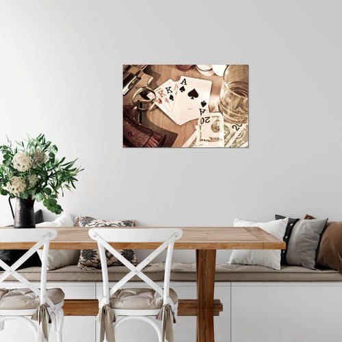 Runa Art Bild Poker Whisky Modern Wandbilder Wohnzimmer Schlafzimmer 1 Teilig - Made In Germany - Abstrakt Beige Braun Flur 103515a