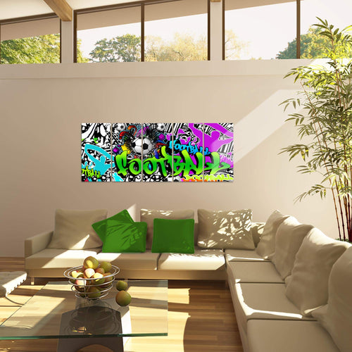 Runa Art Wandbilder XXL Street Art Wohnzimmer Schlafzimmer Büro 200 x 80 cm Fußball 5 Teilig - Made in Germany - 402655a