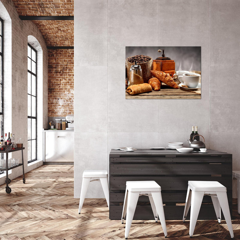 Runa Art Bild Küche Kaffee Modern Wandbilder Esszimmer Küchenbilder 1 Teilig - Made In Germany - Coffee Braun Grau Flur 505015b
