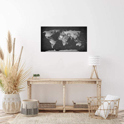 Runa Art Peinture Carte Du Monde Moderne Tableau Decoration Murale - 100% Made In Germany - Carte Noir Blanc Salle 107614b