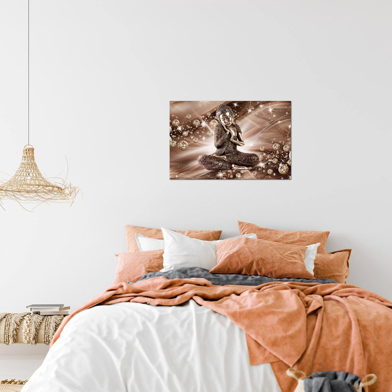 Runa Art Bild Buddha Feng Shui Modern Wandbilder Wohnzimmer Schlafzimmer 1 Teilig - Made In Germany - Diamant Beige Braun Flur 505415a