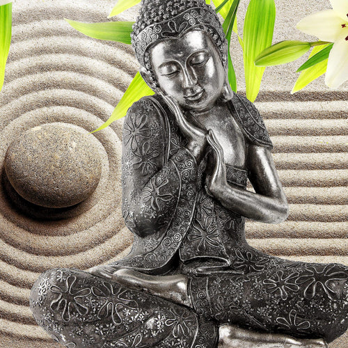 Runa Art Bild Buddha Feng Shui Modern Wandbilder Wohnzimmer Schlafzimmer 1 Teilig - Made In Germany - Lilien Beige Grün Flur 505515b