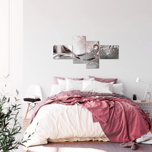 Runa Art Wandbilder Set XXL Abstrakt Wohnzimmer Schlafzimmer Grau Rosa 4 Teilig - Made in Germany - 109145a
