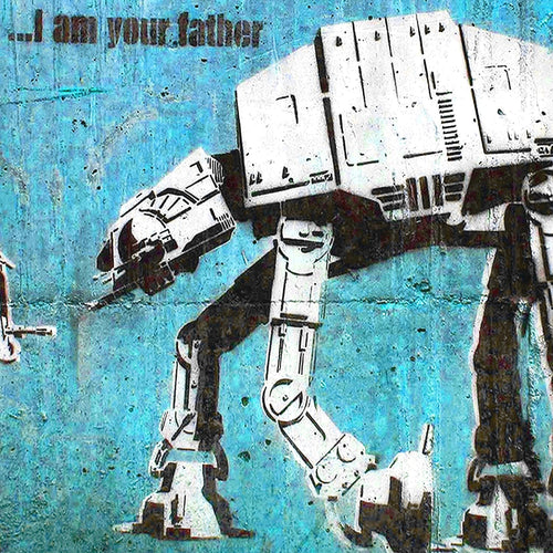 Runa Art Bild I am your Father Modern Wandbilder Loft Wohnzimmer 1 Teilig - Made In Germany - Street Art Graffiti Blau Flur 302015b