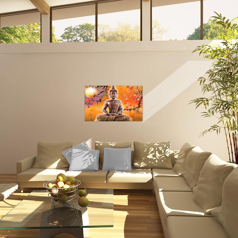 Runa Art Bild Buddha Feng Shui Modern Wandbilder Wohnzimmer Schlafzimmer 1 Teilig - Made In Germany - Wellness Beige Orange Flur 500615a