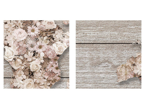 Runa Art Wandbilder Weltkarte Blumen 5 Teilig Bild auf Vlies Leinwand Deko Wohnzimmer Kontinente Rosa Grau 023252a