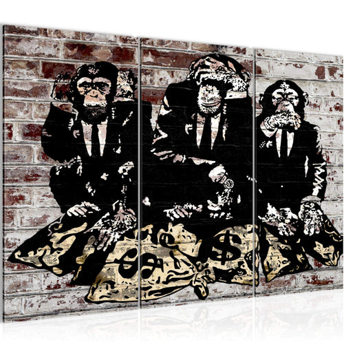 Runa Art Wandbilder Street Art Affen Bild XXL Loft Wohnzimmer Braun Duke of Lancaster UK 120 x 80 cm 3 Teilig 303431c