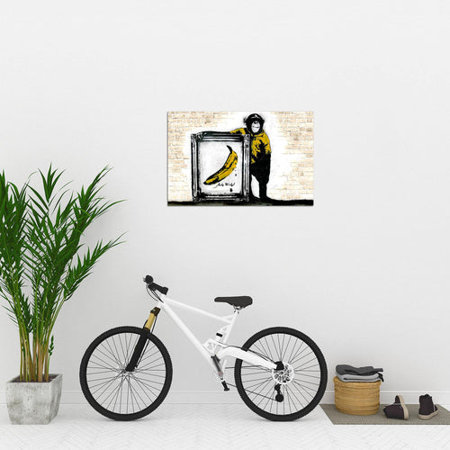 Runa Art Bild Monkey with Banana Modern Wandbilder Loft Wohnzimmer 1 Teilig - Made In Germany - Street Art Biege Flur 302215c