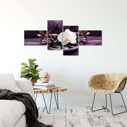 Runa Art Wandbilder Set XXL Feng Shui OrchideeWohnzimmer Schlafzimmer Lila Violett 4 Teilig - Made in Germany - 502345b