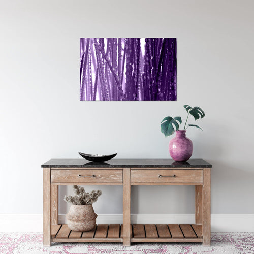 Runa Art Bild Gräser Morgentau Modern Wandbilder Wohnzimmer Schlafzimmer 1 Teilig - Made In Germany - Spa Violett Lila Flur 200715b
