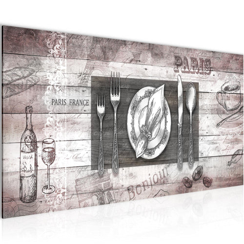 Runa Art Wandbild Küche Abstrakt 1 Teilig 100 x 40 cm Modern Bild auf Vlies Leinwand Kaffee Esszimmer Küchenbilder Grau Rosa 038112b