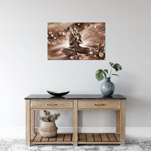 Runa Art Bild Buddha Feng Shui Modern Wandbilder Wohnzimmer Schlafzimmer 1 Teilig - Made In Germany - Diamant Beige Braun Flur 505415a