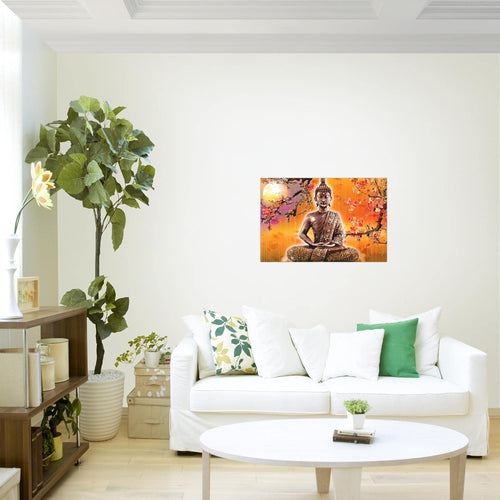 Runa Art Bild Buddha Feng Shui Modern Wandbilder Wohnzimmer Schlafzimmer 1 Teilig - Made In Germany - Wellness Beige Orange Flur 500615a
