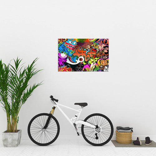 Runa Art Bild Graffiti Modern Wandbilder Loft Wohnzimmer 1 Teilig - Made In Germany - Street Art Bunt Flur 402115a