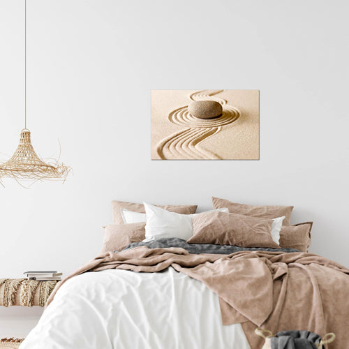 Runa Art Bild Feng Shui Steine Modern Wandbilder Wohnzimmer Schlafzimmer 1 Teilig - Made In Germany - Zen Spa Beige Flur 501415a
