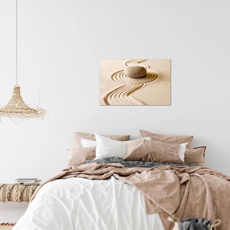 Runa Art Bild Feng Shui Steine Modern Wandbilder Wohnzimmer Schlafzimmer 1 Teilig - Made In Germany - Zen Spa Beige Flur 501415a