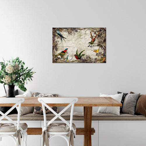 Runa Art Bild Vintage Vogel Modern Wandbilder Wohnzimmer Schlafzimmer 1 Teilig - Made In Germany - Abstrakt Beige Braun Flur 108615a