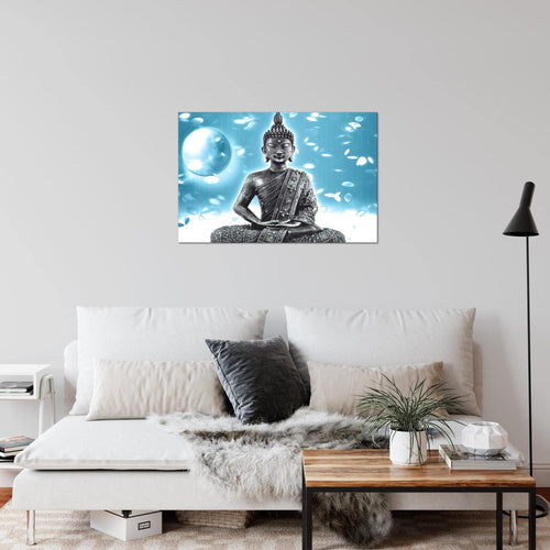 Runa Art Bild Buddha Feng Shui Modern Wandbilder Wohnzimmer Schlafzimmer 1 Teilig - Made In Germany - Wellness Spa Türkis Flur 501015b