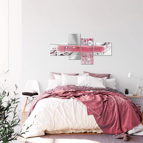 Runa Art Wandbilder Set XXL Abstrakt Wohnzimmer Grau Rosa Weiss 4 Teilig - Made in Germany - 107845b